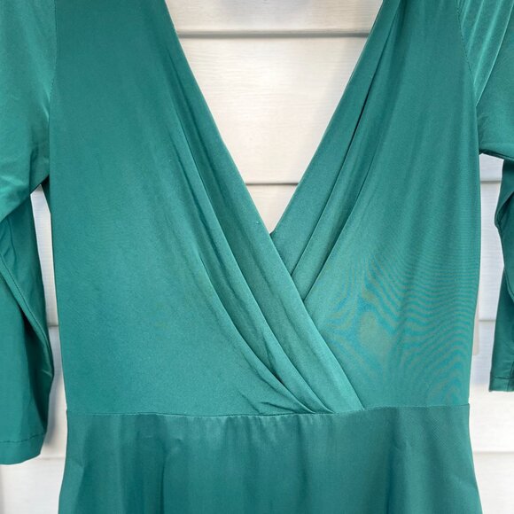 Pine Green Cotton Crepe and Polyester A-line Dress - Picture 3 of 4